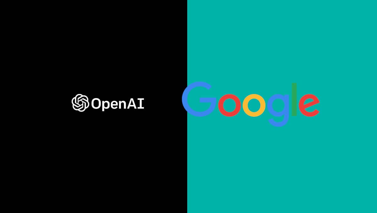 Open AI and Google logos, side by side.